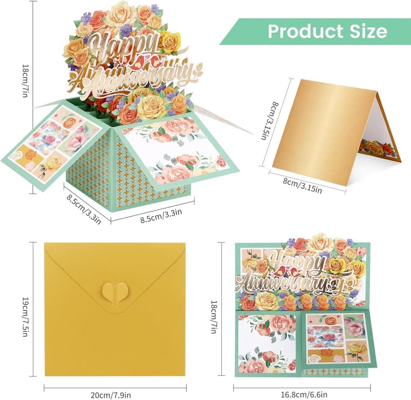 Happy Anniversary 3D Flower Card Gift for Couples