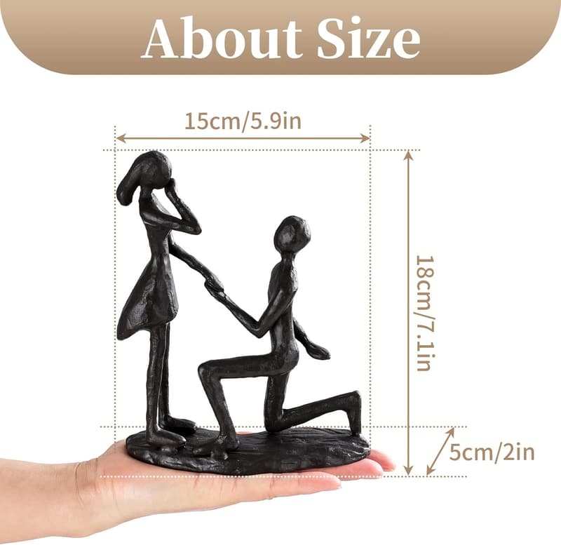 6th Anniversary Iron Couple Sculpture Gift