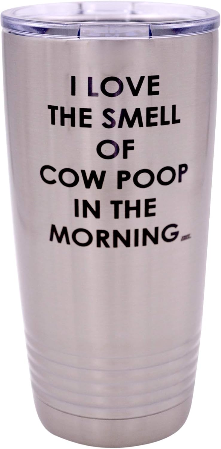 Funny Farmer Travel Tumbler Mug - 20 oz Cow Poop Gift