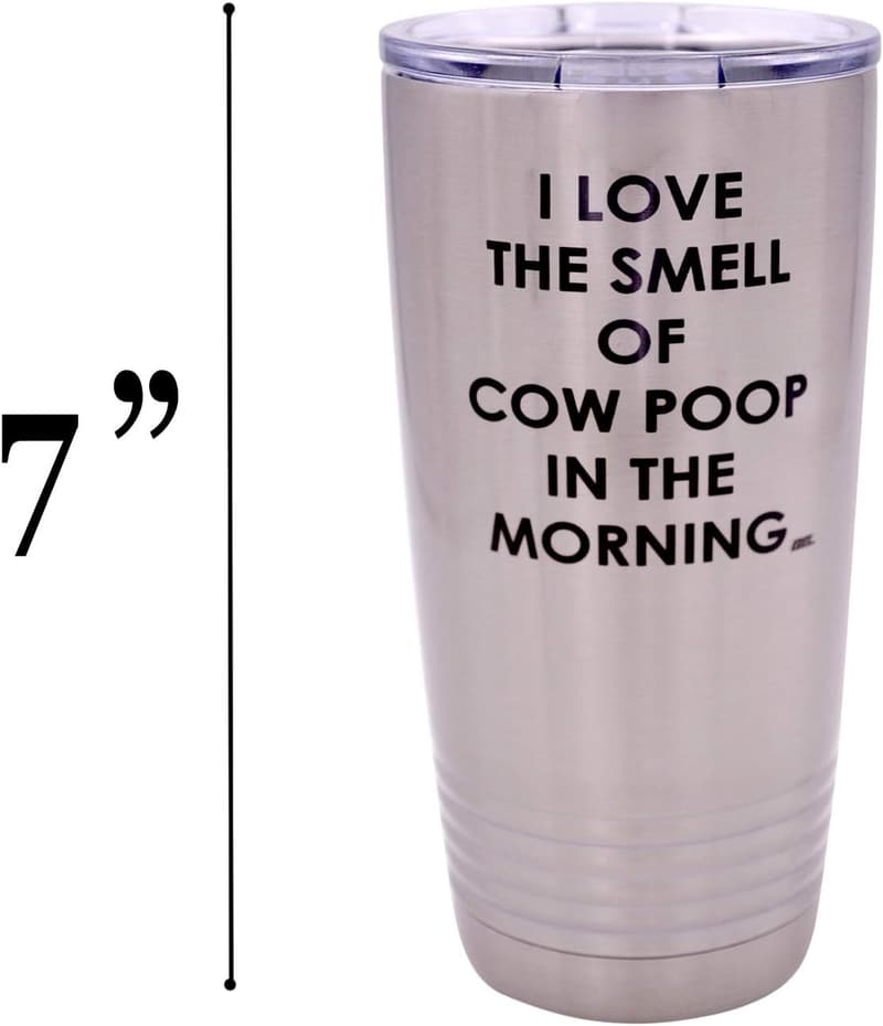 Funny Farmer Travel Tumbler Mug - 20 oz Cow Poop Gift