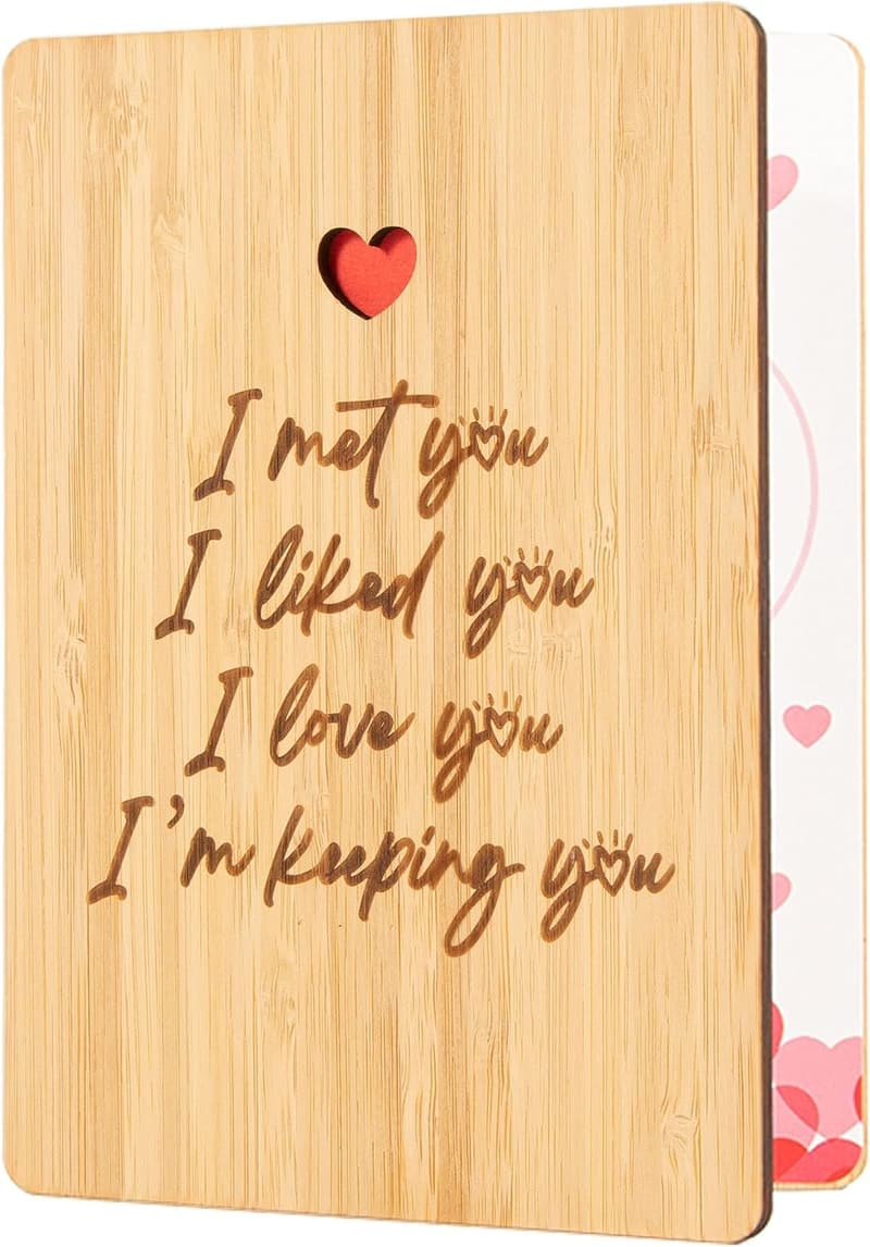 Handmade Bamboo Card for Couples - Valentine's & Anniversary
