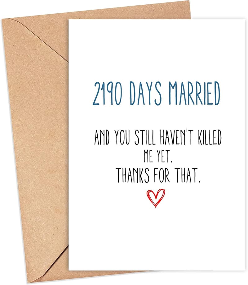 6th Anniversary Card - 2190 Days of Marriage, 5x7''
