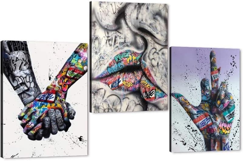 LOVE Graffiti Canvas Art Set - Modern Street Wall Decor (3pcs)