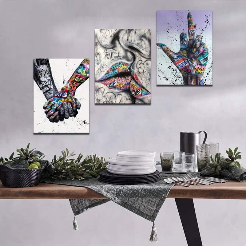 LOVE Graffiti Canvas Art Set - Modern Street Wall Decor (3pcs)