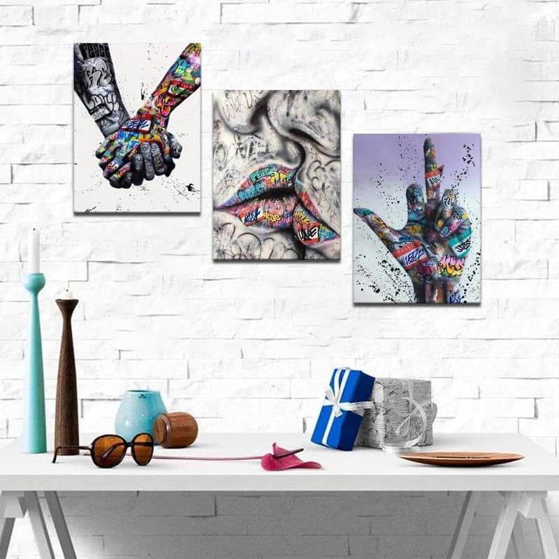 LOVE Graffiti Canvas Art Set - Modern Street Wall Decor (3pcs)