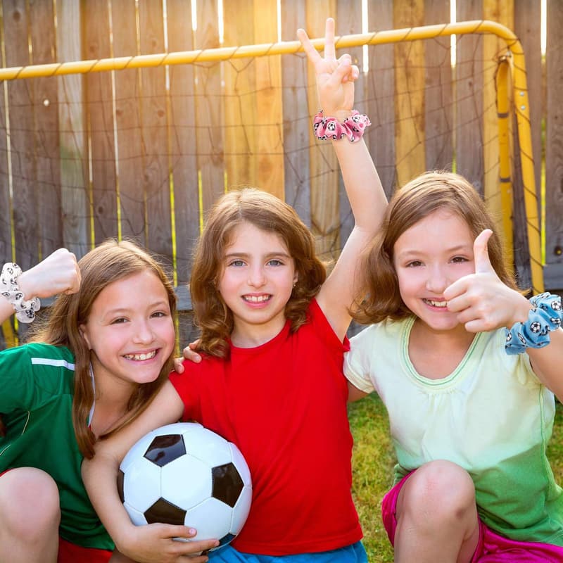 Colorful Soccer Hair Scrunchies - 8-Piece Set for Girls