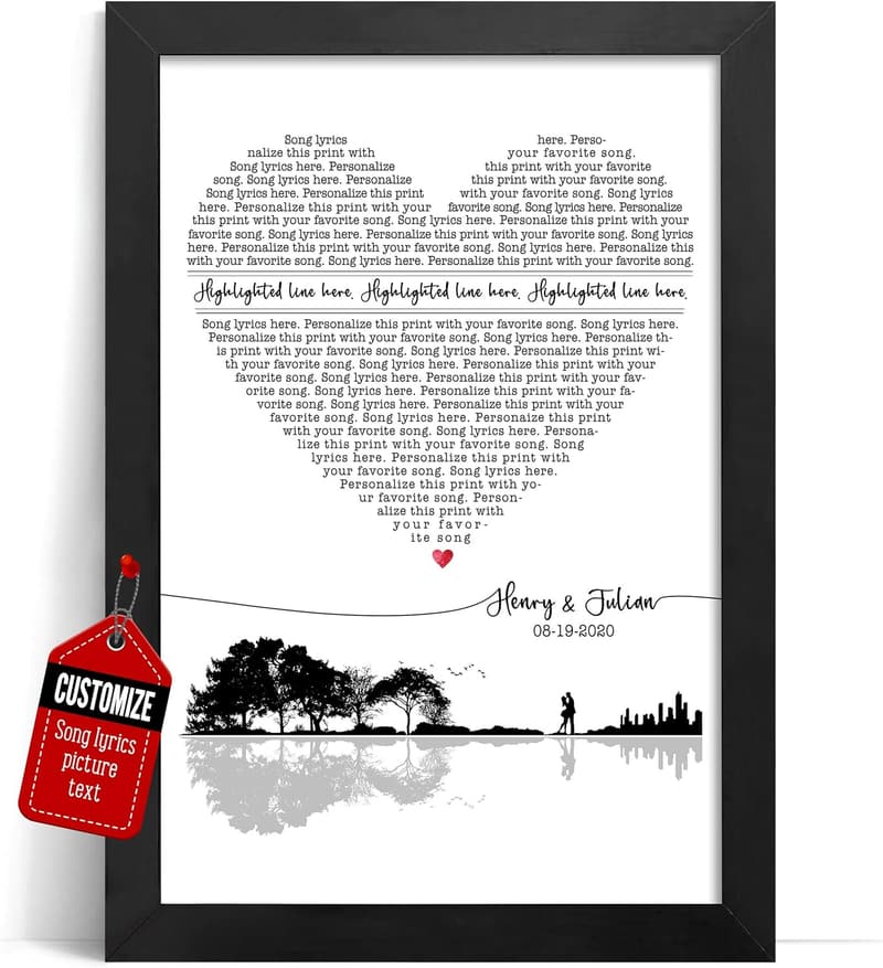 Valentine's Day Custom Song Lyrics Canvas Wall Art for Him