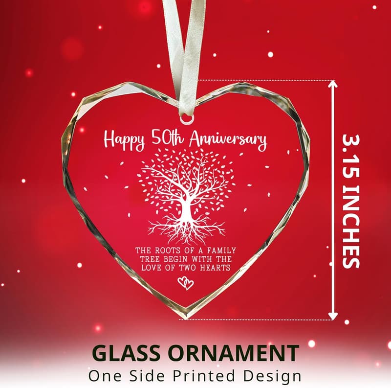 50th Anniversary Glass Ornament for Couples