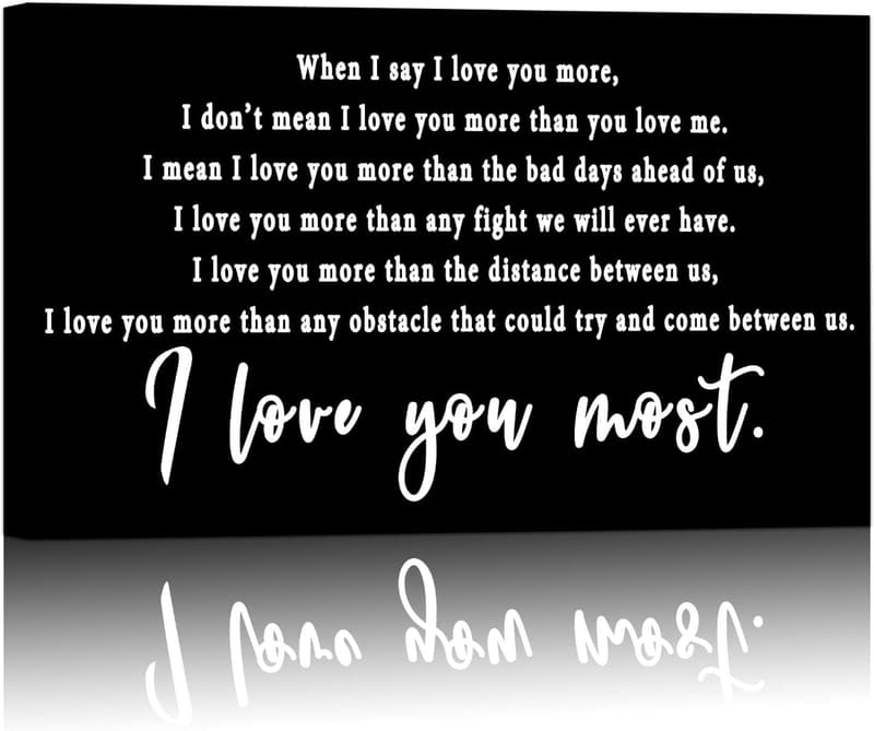 Valentine's Day Love You More Canvas Wall Art, Black & White