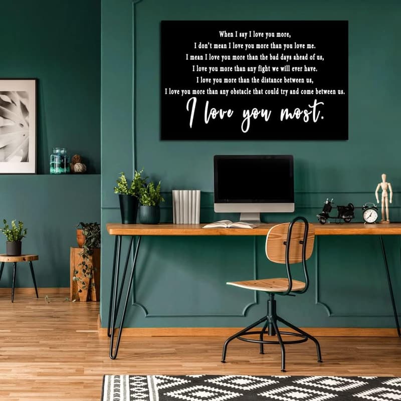 Valentine's Day Love You More Canvas Wall Art, Black & White