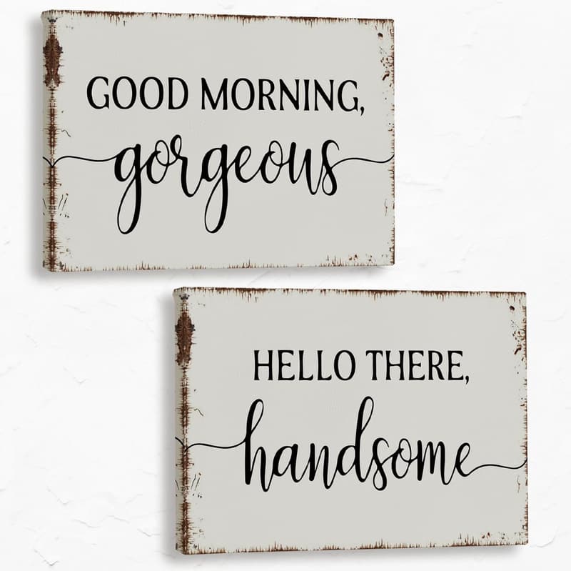 Anniversary Canvas Wall Art Prints Set for Couples - 11x14 Inches