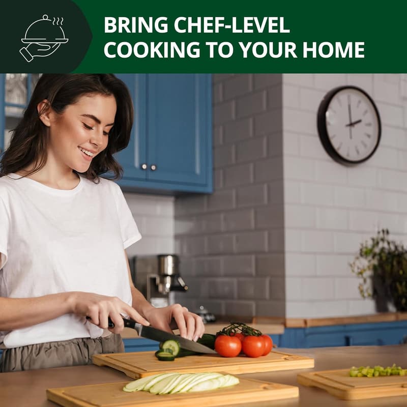 Bamboo Cutting Board Set for Meal Prep and Serving