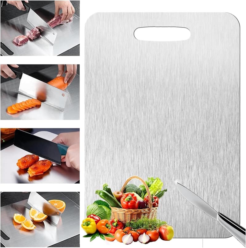 Titanium Cutting Board - 100% Pure, Double-Sided, Dishwasher Safe