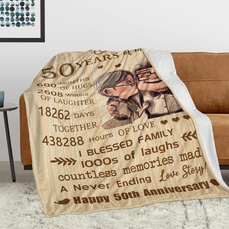 50th Anniversary Blanket Gift for Couples - 60