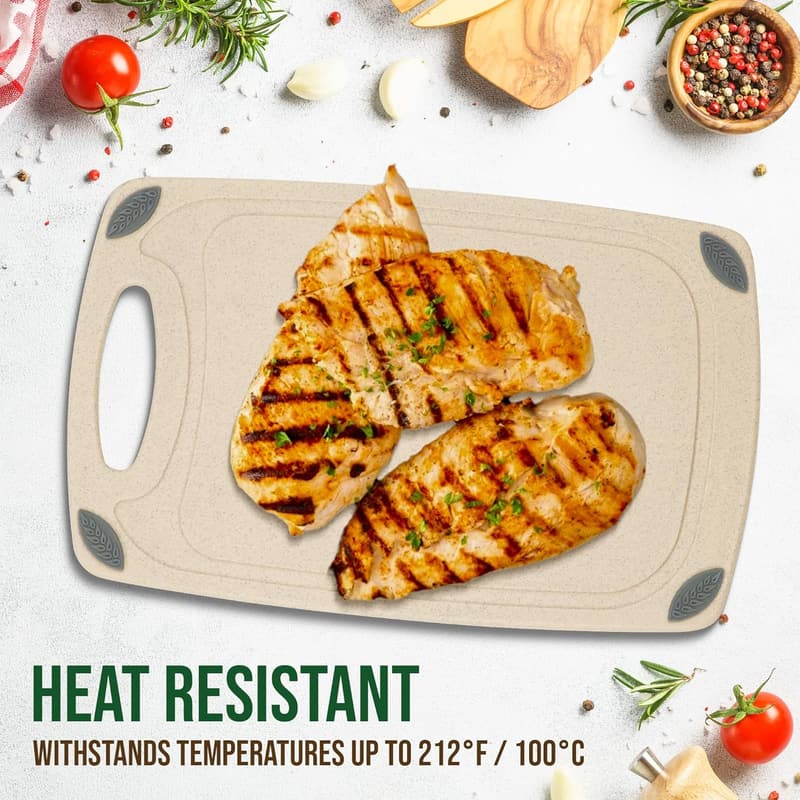 Eco-Friendly Wheat Straw 2-Piece Reversible Cutting Board Set