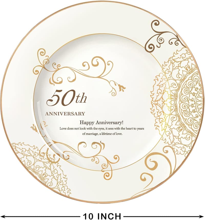 50th Anniversary Gold Porcelain Keepsake Plate with Stand