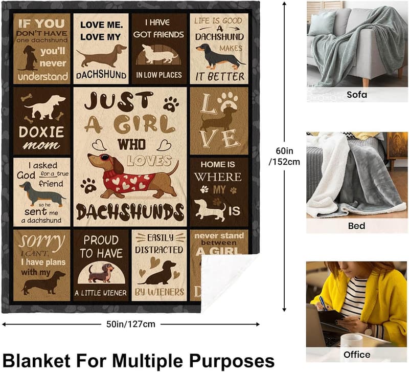 Dachshund Throw Blanket for Women - 60