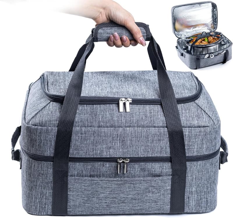 Insulated Carrier Bag for 6-8 Quart Slow Cookers - Gray
