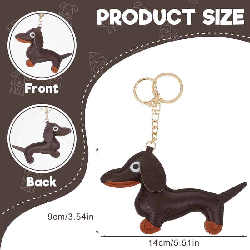 Dachshund Keychain - Cute Leather Dog Charm Gift