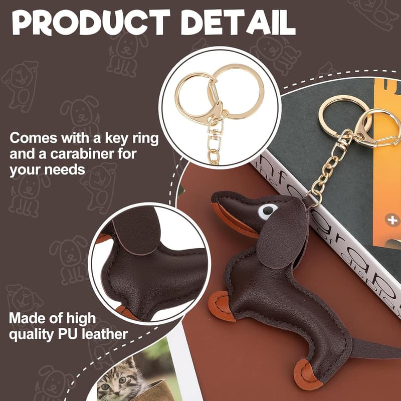 Dachshund Keychain - Cute Leather Dog Charm Gift