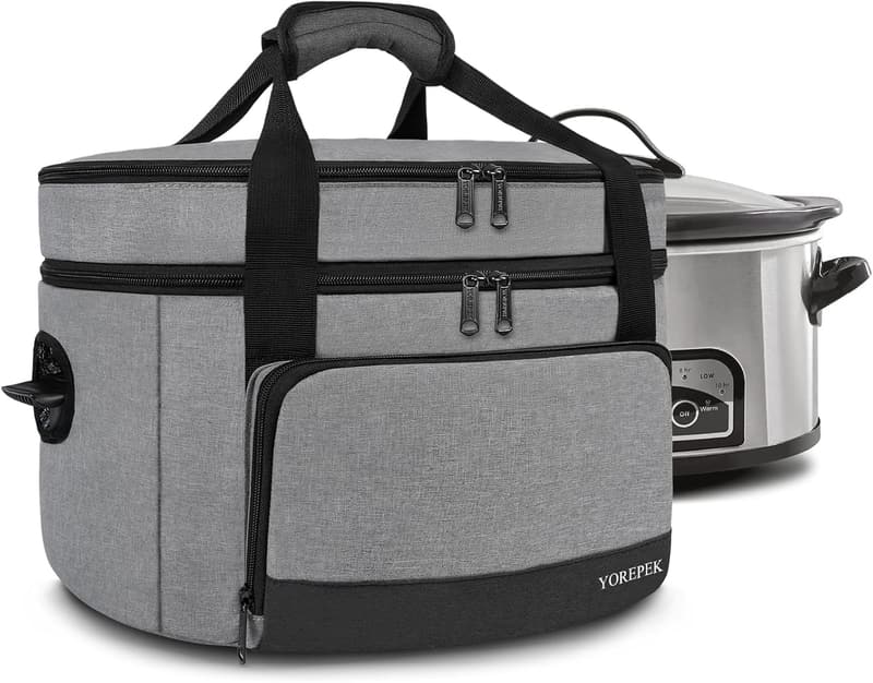 Insulated Slow Cooker Carrier for Family Gatherings, 6-8 Quart