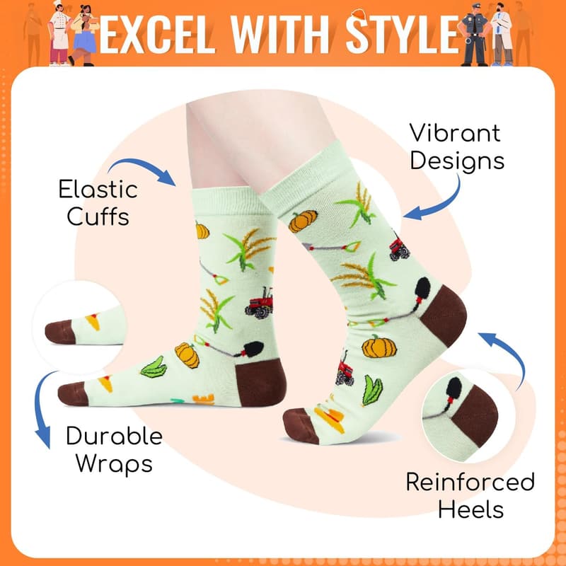 Funny Farmer Socks - Unique Gift for Office Workers and Teachers
