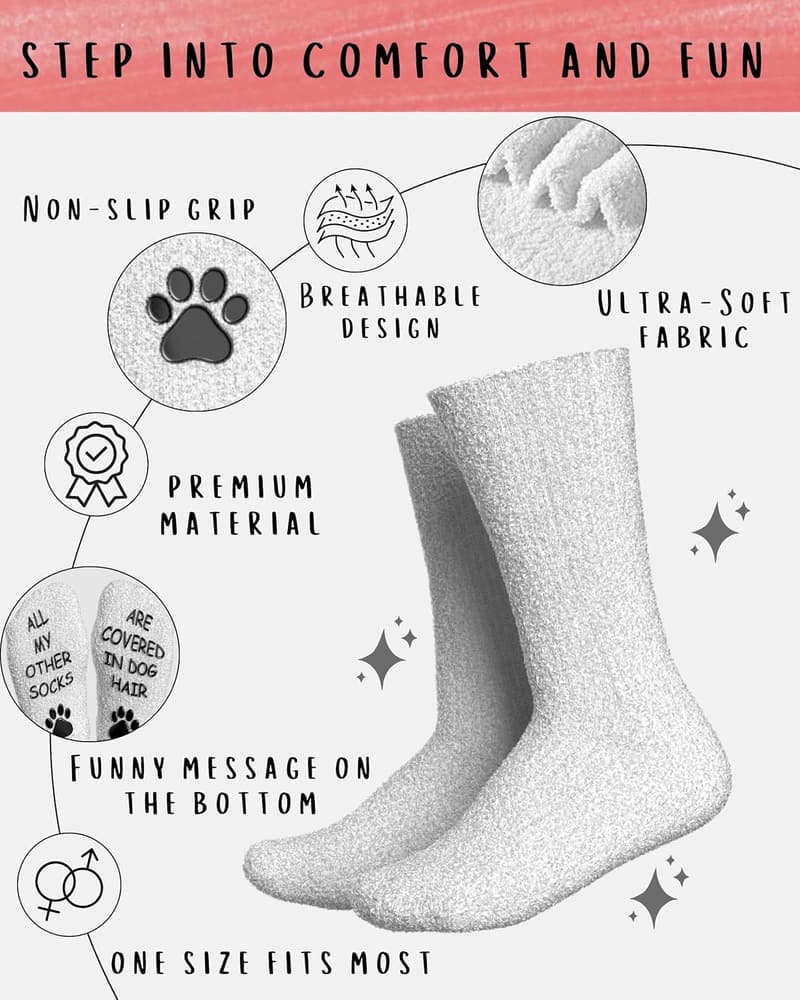 Fuzzy Dog Socks with Gift Packaging for Dog Lovers