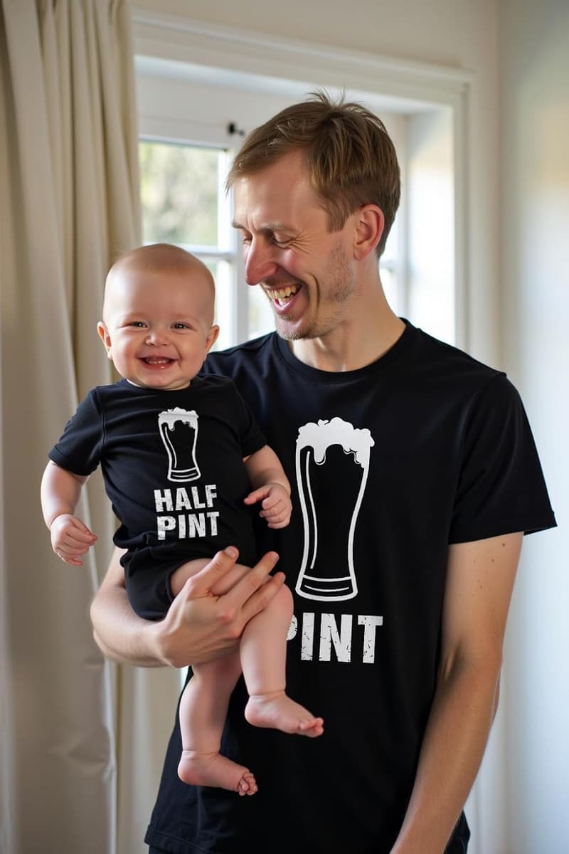 Funny Father's Day Matching Dad & Baby Outfits Set