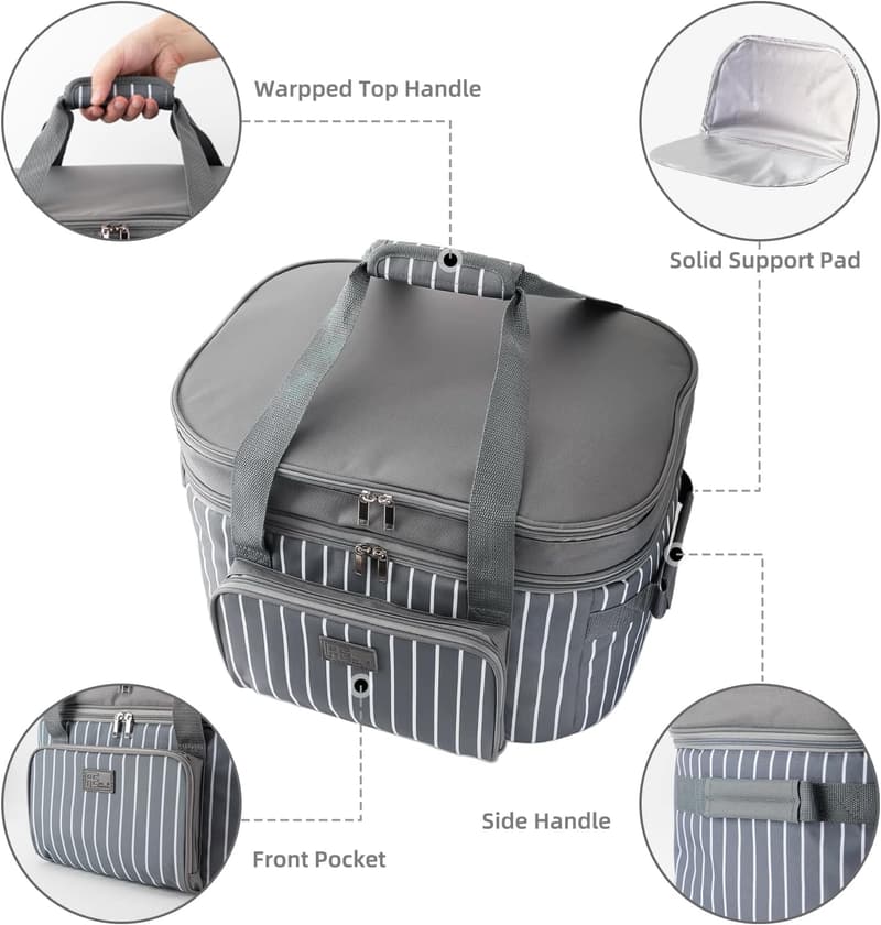 Portable Slow Cooker Tote Bag for 4-8 Quart Crock Pot - Black