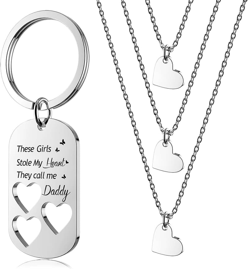 Family Love Necklace and Keychain Set for Father's Day