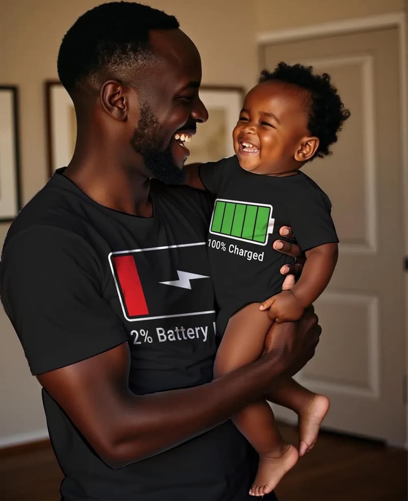 Father's Day Matching Dad & Baby Outfits - 100% Charged