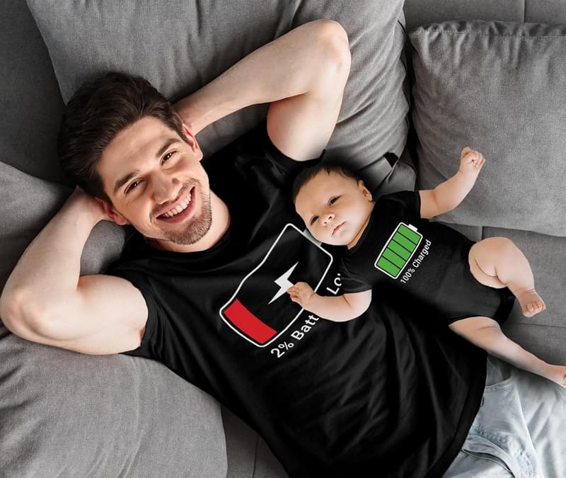 Father's Day Matching Dad & Baby Outfits - 100% Charged
