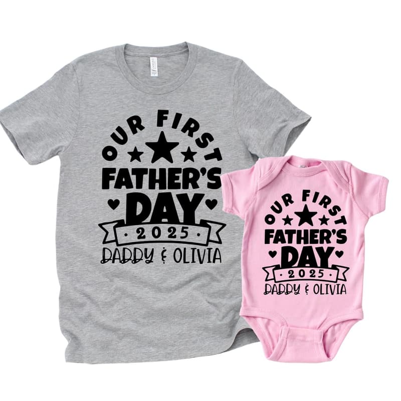 Personalized Father & Baby Girl Matching Outfits for 1st Father's Day