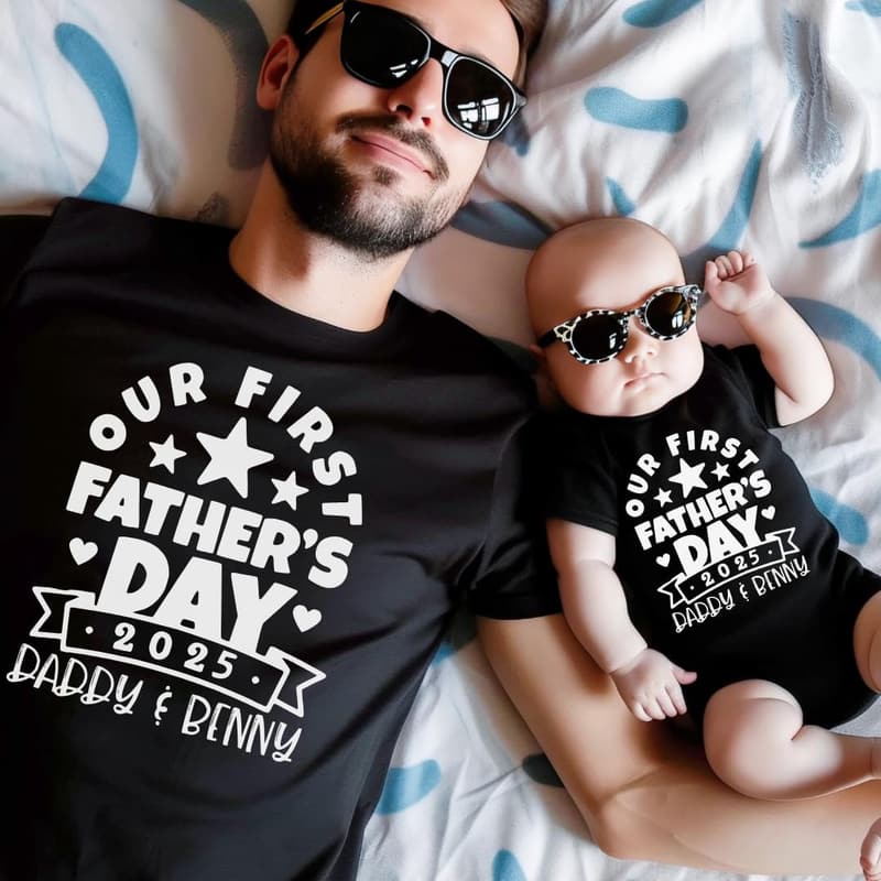 Personalized Father & Baby Girl Matching Outfits for 1st Father's Day