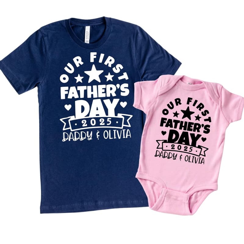Personalized Father & Baby Girl Matching Outfits for 1st Father's Day