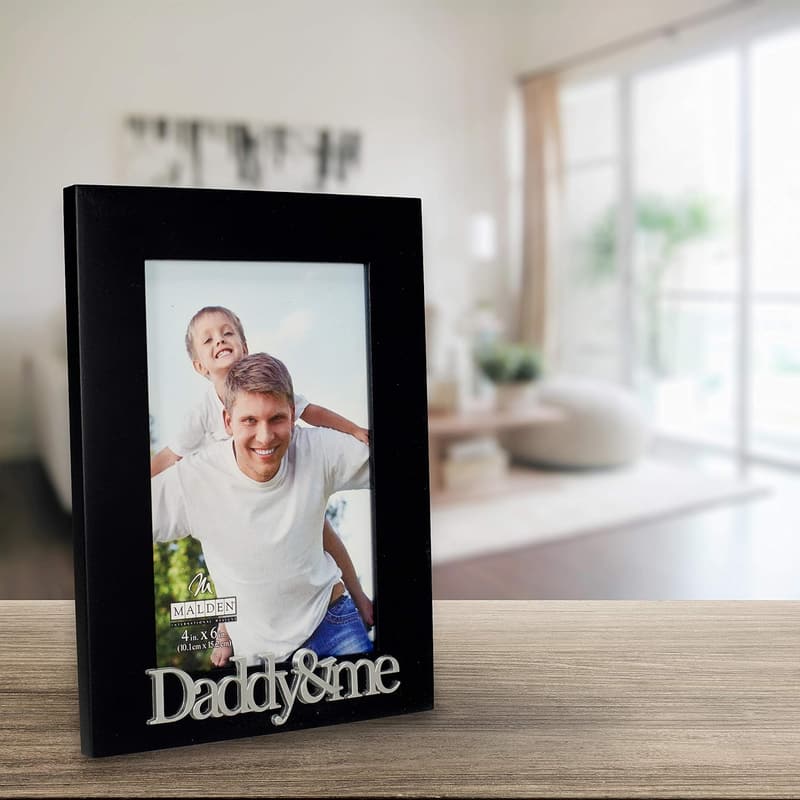 Daddy & Me Expressions 4x6 Picture Frame - Silver Finish, Black MDF