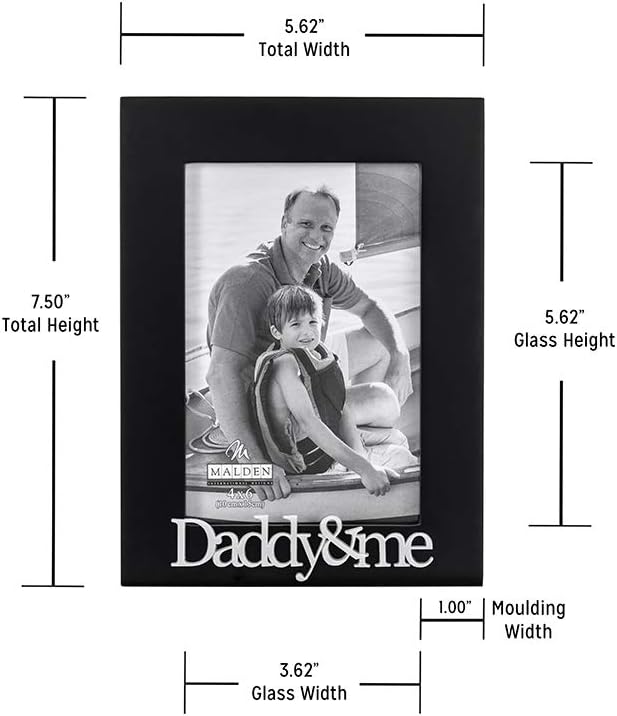 Daddy & Me Expressions 4x6 Picture Frame - Silver Finish, Black MDF
