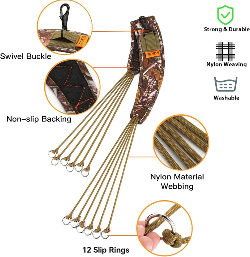 Lightweight Camo Duck Carrier Lanyard with 12 Slip Rings