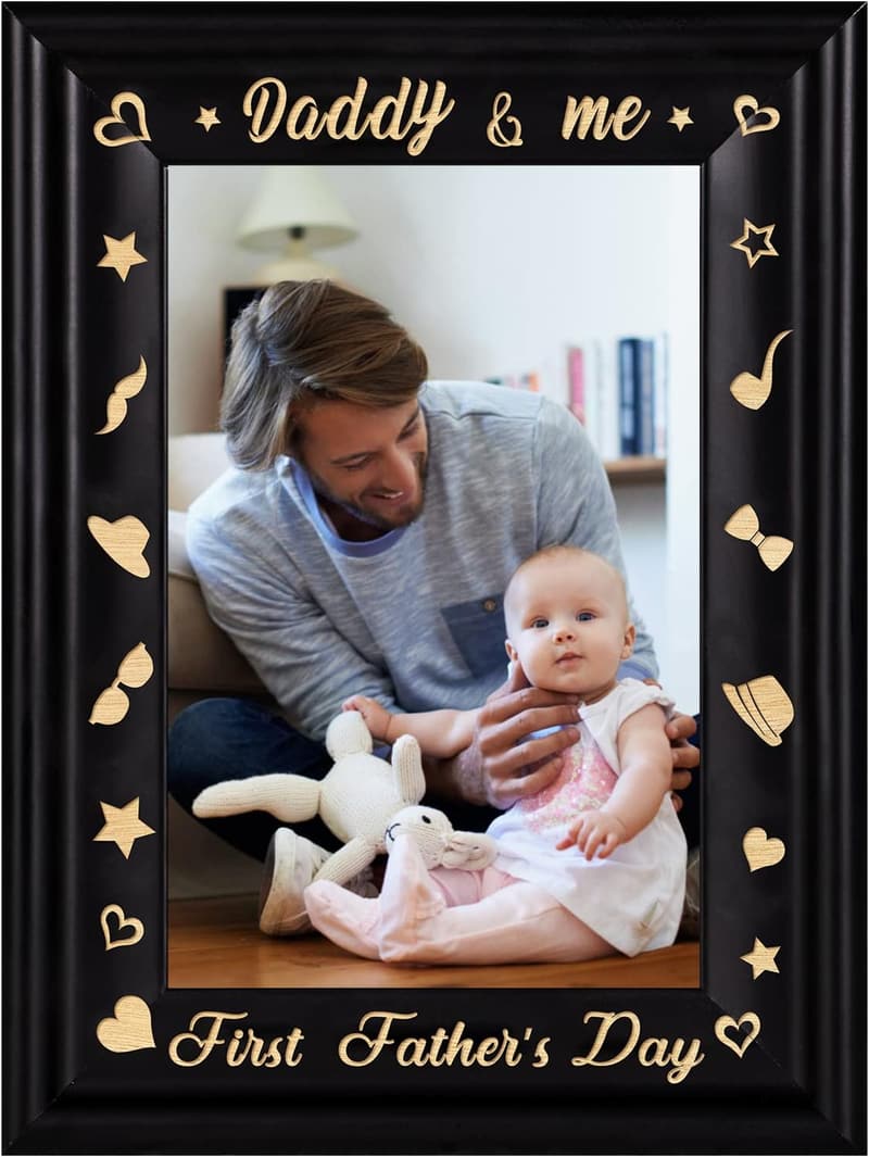 First Father's Day Wood Photo Frame for New Dads