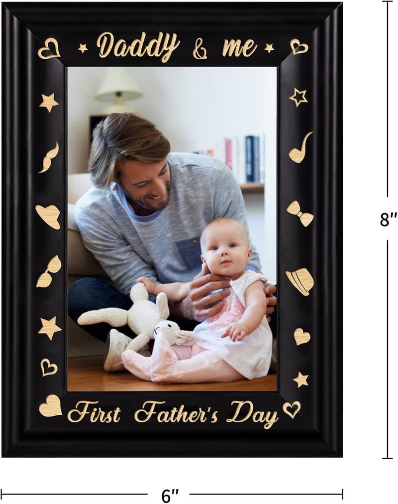 First Father's Day Wood Photo Frame for New Dads