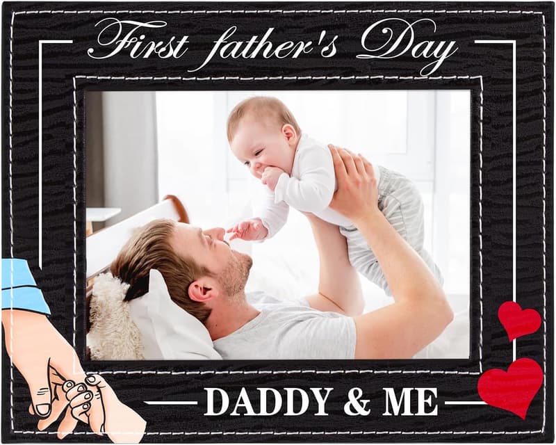 First Father's Day Photo Frame for New Dad - 7x9 Gift