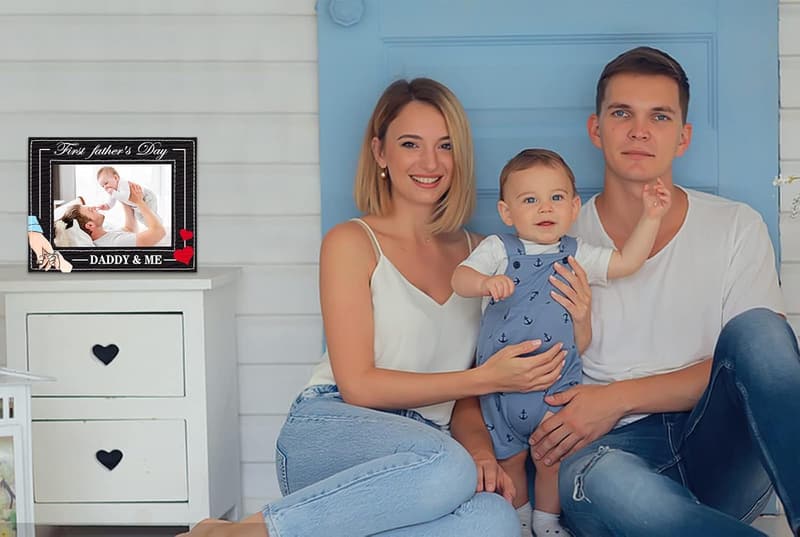 First Father's Day Photo Frame for New Dad - 7x9 Gift