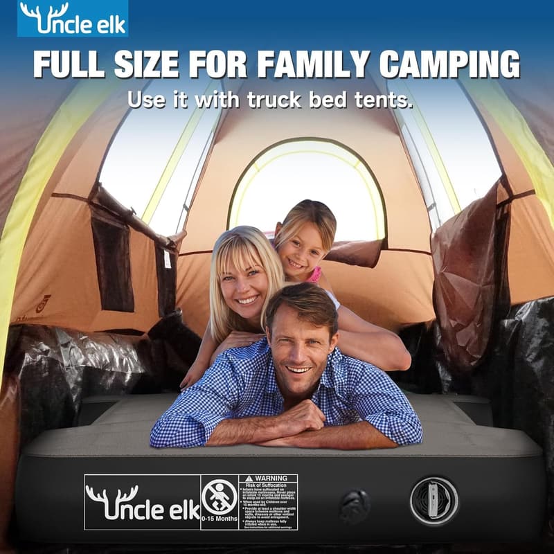 Inflatable Full-Size Truck Bed Air Mattress with Pump - Grey