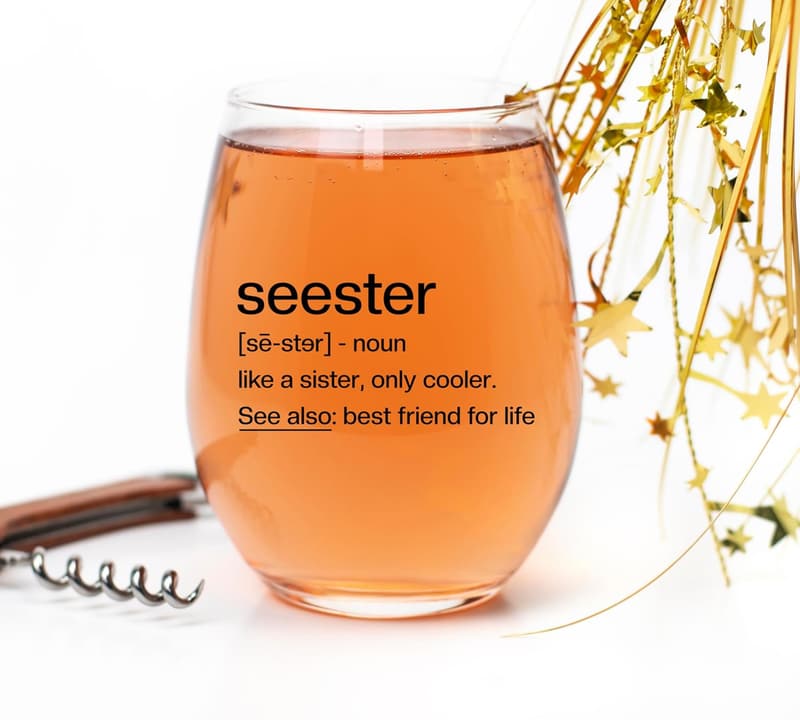 Sister Birthday Gift - Funny 15 oz Wine Glass for Women