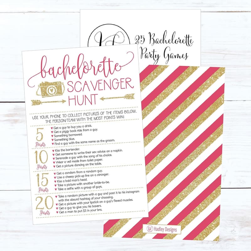 Bachelorette Party Scavenger Hunt Game Cards for Women