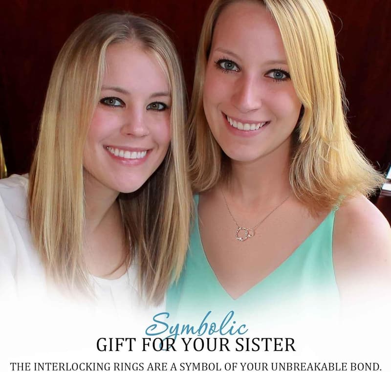 Sister Birthday Gift: Sterling Silver Interlocking Circles Necklace