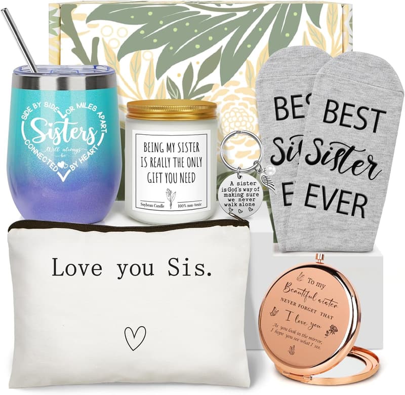 Unique Birthday Gift Basket for Sister with 12 oz Tumbler