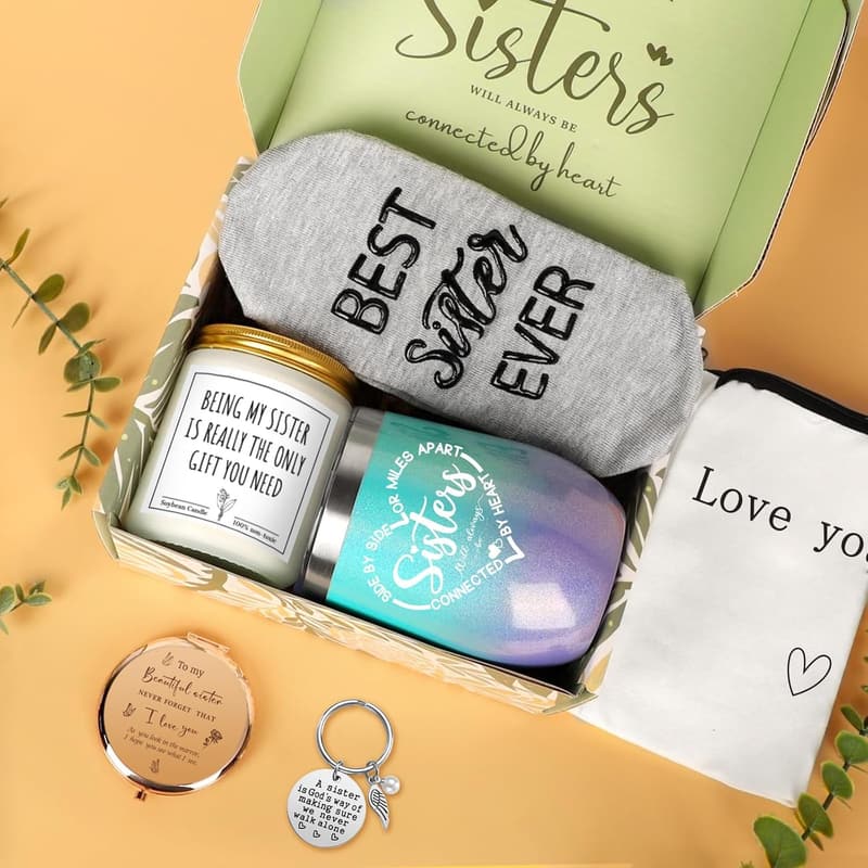Unique Birthday Gift Basket for Sister with 12 oz Tumbler
