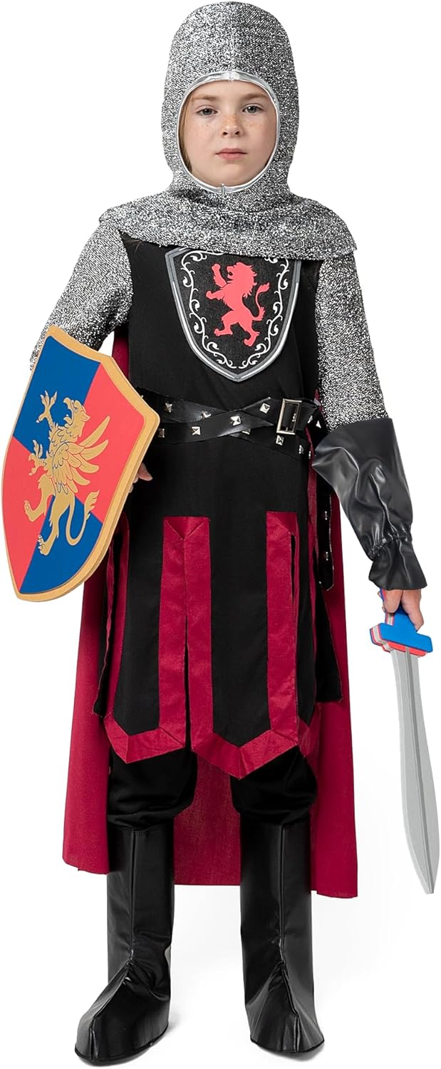 Halloween Kids Medieval Knight Costume with Dragon Design