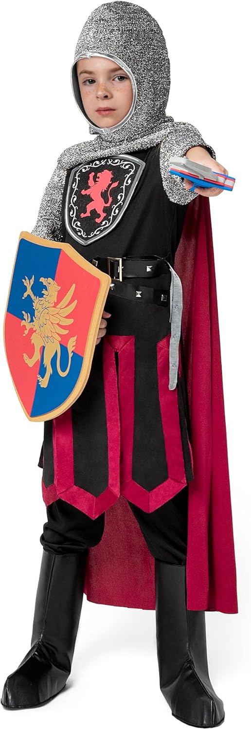 Halloween Kids Medieval Knight Costume with Dragon Design